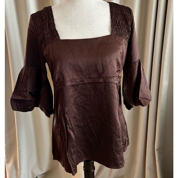 glam vintage soul Tops - glam vintage soul Brown 100 % silk tunic Top medium new with tags